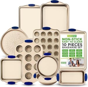 NutriChef 10-Piece Nonstick Bakeware Set with Silicone Handles