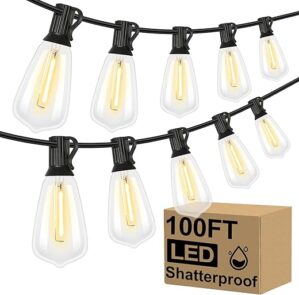 Brightever 100FT LED Outdoor String Lights with 52 Vintage Bulbs