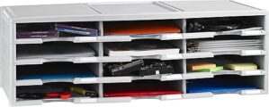 Storex 12-Compartment Literature Organizer, Grey