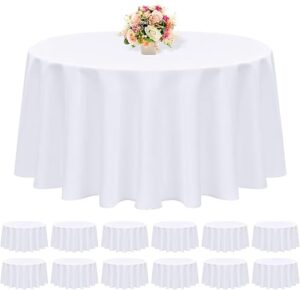 REWOMC 12 Pack 90-Inch White Polyester Tablecloths