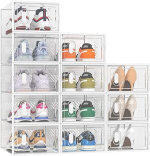 SIMPDIY 12-Pack Clear Stackable Shoe Organizer