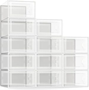 SEE SPRING 12-Pack Clear Stackable Shoe Storage Boxes