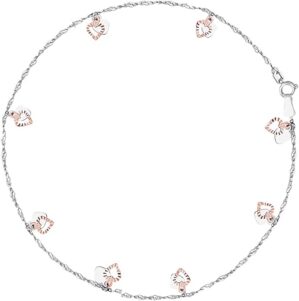 Ritastephens White Rose Gold Heart Anklet