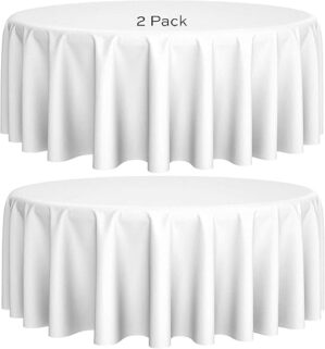 Wealuxe 2 Pack 90 Inch White Round Tablecloths