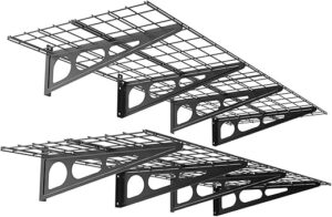 FLEXIMOUNTS 2-Pack Garage Storage Wall Shelves, Black