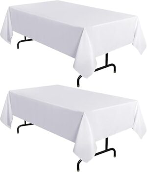 sancua 2 Pack White 60x102 Inch Rectangle Tablecloths