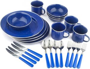 Stansport 24-Piece Enamel Camping Tableware Set