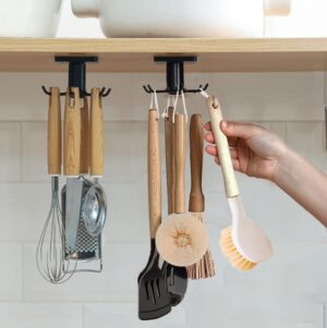 KAIOEYUH 2pcs Rotating Under Cabinet Utensil Rack