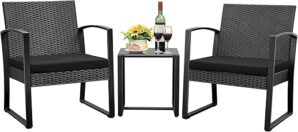 JUMMICO 3-Piece Outdoor Patio Chairs Set (Black)