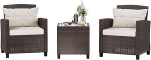 Shintenchi 3-Piece Rattan Patio Furniture Set