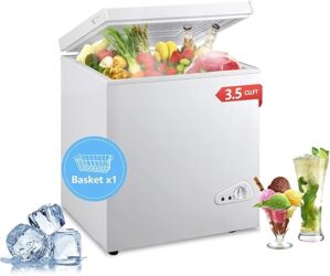 EUASOO 3.5 Cu.Ft Compact Chest Freezer with Basket