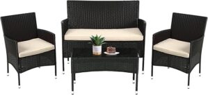 FDW 4-Piece Outdoor Rattan Garden Set
