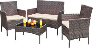Greesum 4-Piece Outdoor Wicker Furniture Set