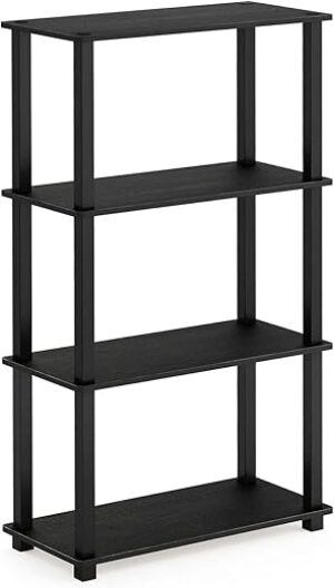 Furinno 4-Tier Multipurpose Shelf Rack, Americano/Black