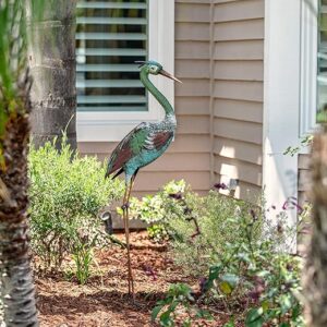 Alpine Corporation 40" Outdoor Rustic Metal Crane Statue