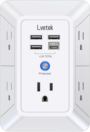 Lvetek 5-Outlet Surge Protector with USB Ports