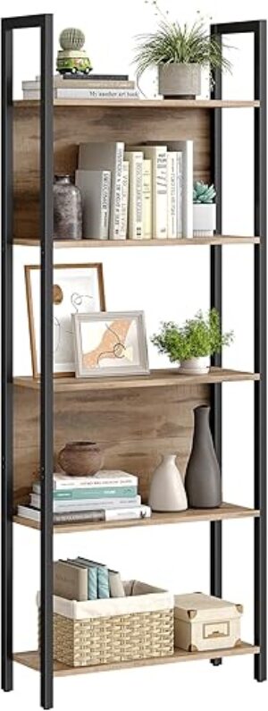VASAGLE 5-Tier Industrial Bookshelf with Steel Frame