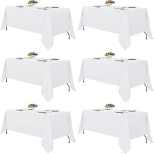 Fitable 6 Pack Reusable White Tablecloths, 70x120 Inches