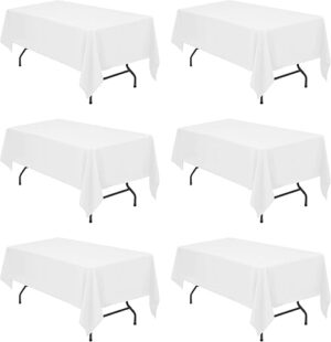 BRILLMAX 6 Pack White Tablecloths for 6ft Tables