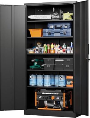 Letaya 72” Tall Steel Garage Storage Cabinet with Lock