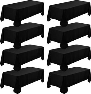 Fivenl 8 Pack Premium Black 60x102 Inch Tablecloths