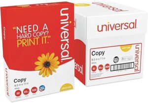 Universal 8.5x11 White Copy Paper, 5 Reams