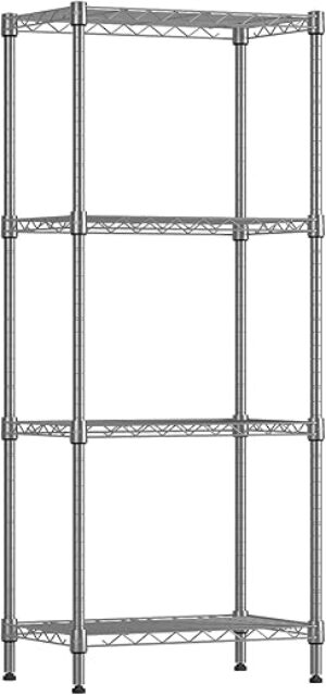 SINGAYE Adjustable 4 Tier Metal Storage Rack, Silver