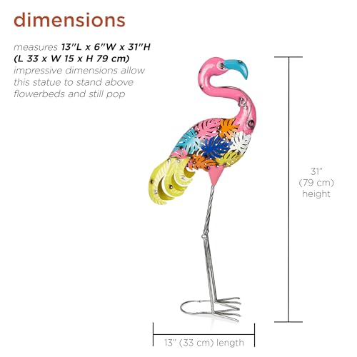 Alpine Corporation Colorful Metal Palm Leaf Flamingo Decor - Image 3