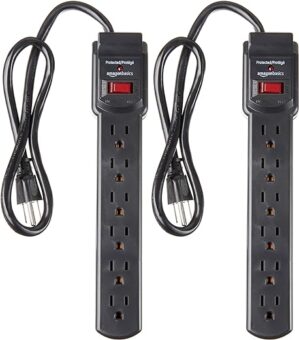 Amazon Basics 6-Outlet Surge Protector, 2-Pack