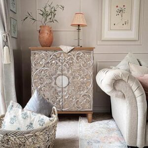 PHI VILLA Antique Storage Cabinet with Doors