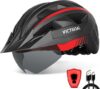 VICTGOAL Bike Helmet with Rear Light, Goggles, Visor