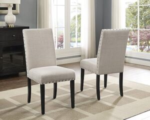 Roundhill Furniture Biony Tan Fabric Dining Chairs, Set of 2