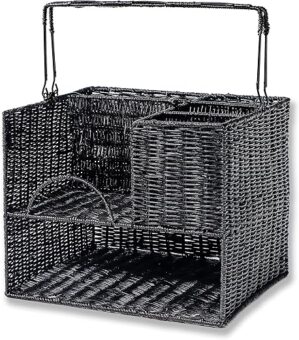 Trademark Innovations Black Rattan Tabletop Organizer and Caddy