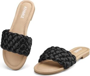 ATHMILE Braided Women's Round Open Toe Sandals