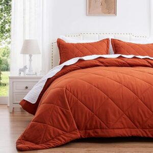 SunStyle Home Burnt Orange Diamond Pattern Quilt Set