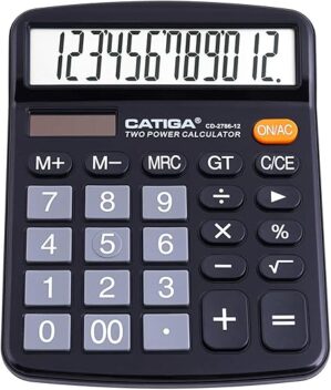 CATIGA 12-Digit Desktop Calculator, Dual Power