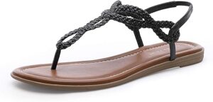 CentroPoint Women's Braided T-strap Flat Sandals
