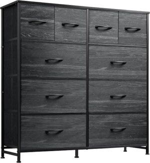 WLIVE Charcoal Black 10-Drawer Fabric Dresser