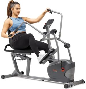 Sunny Health & Fitness Compact Recumbent Bike with Arm Exercisers