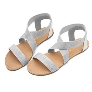 DREAM PAIRS Women’s Elastic Ankle Strap Flat Sandals