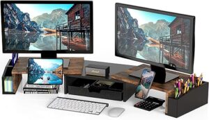 Simple Houseware Dual Monitor Stand Riser with Drawer