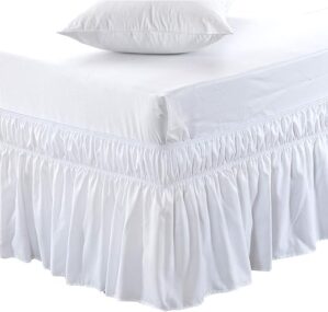 MEILA Elastic Dust Ruffle Bed Skirt, White