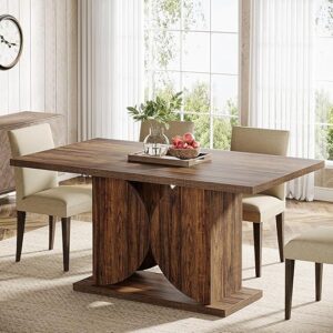 Tribesigns Farmhouse Dark Brown Dining Table, Rectangular