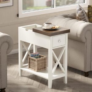 ChooChoo Farmhouse End Table with Drawer - White