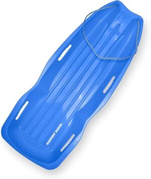 Slippery Racer Flexible Blue Toboggan Snow Sled with Rope