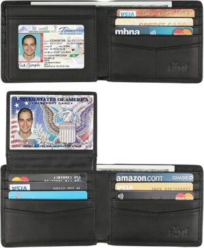 HIMI Genuine Leather RFID Blocking Bifold Wallet