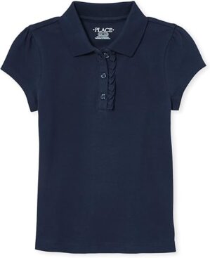 The Children's Place Girls' Short Sleeve Ruffle Pique Polo