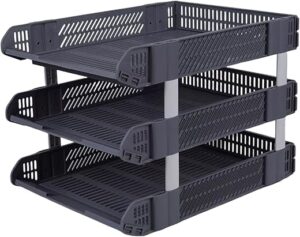 Saiuaal Grey 3-Tier Stackable Office Desk Organizer