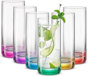 JoyJolt Highball Glasses Set, 6 Tall, 13oz