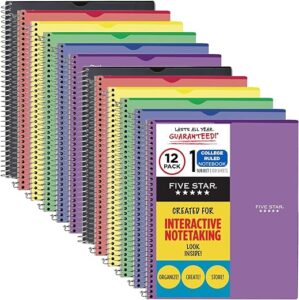 Five Star Interactive College-Ruled Notebooks, 12 Pack
